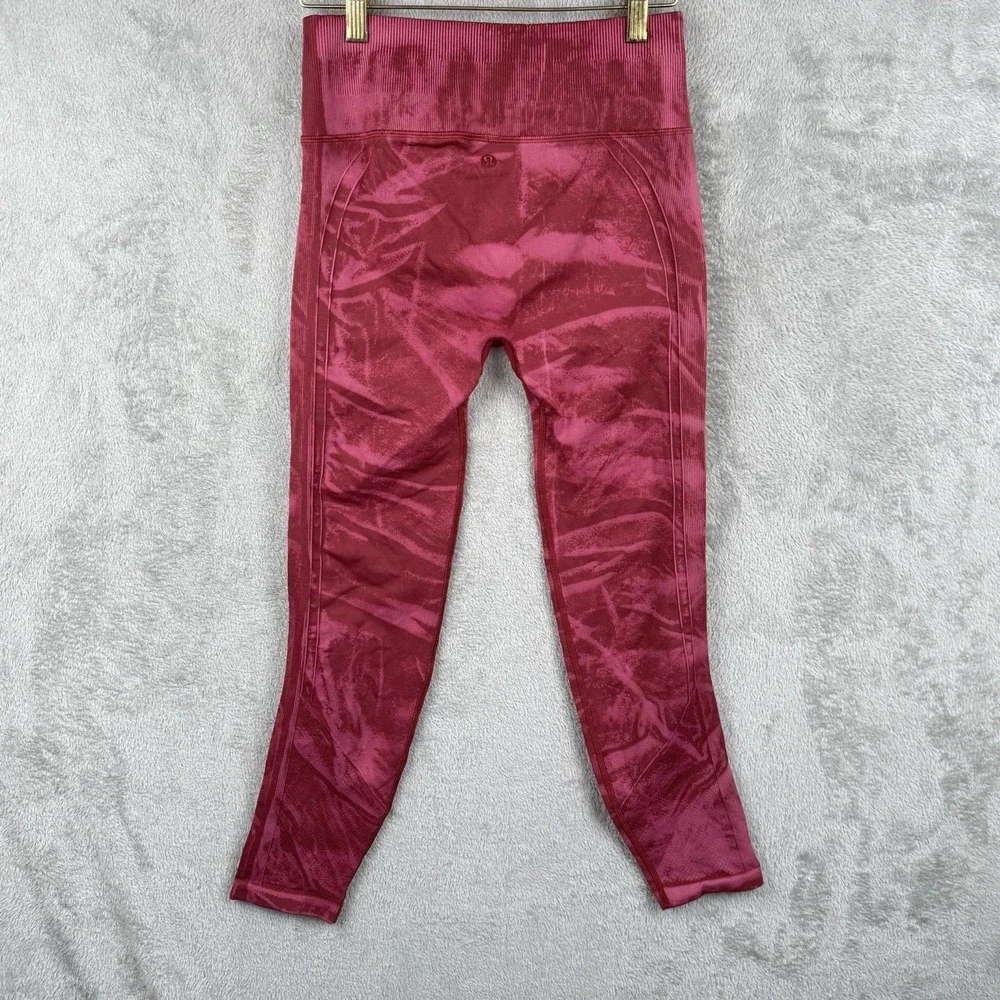 Lululemon Ebb‎ to Street Leggings Womens 6 Pink Tie Dye Gym Compression Cropped